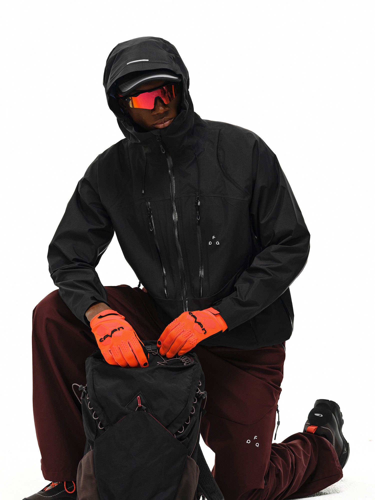 Full Pressure Glue Double Oblique Zipper Halsok Line Shell Jacket