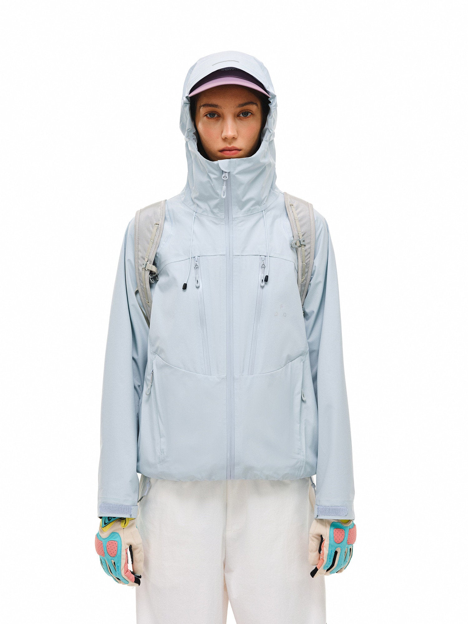 Full Pressure Glue Double Oblique Zipper Halsok Line Shell Jacket