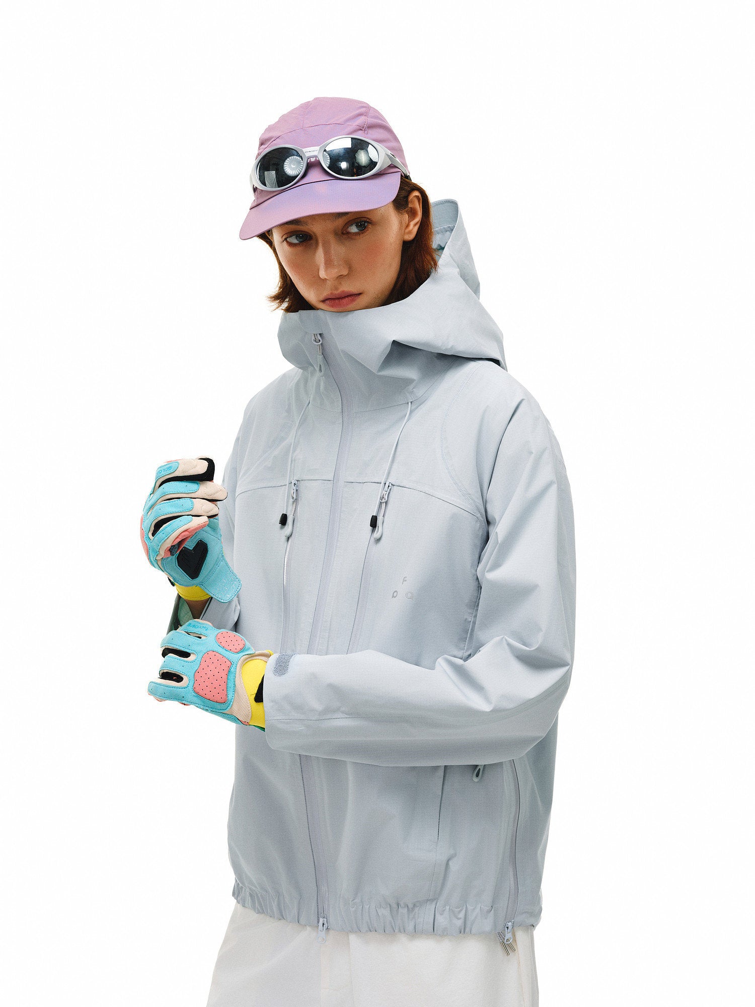 Full Pressure Glue Double Oblique Zipper Halsok Line Shell Jacket
