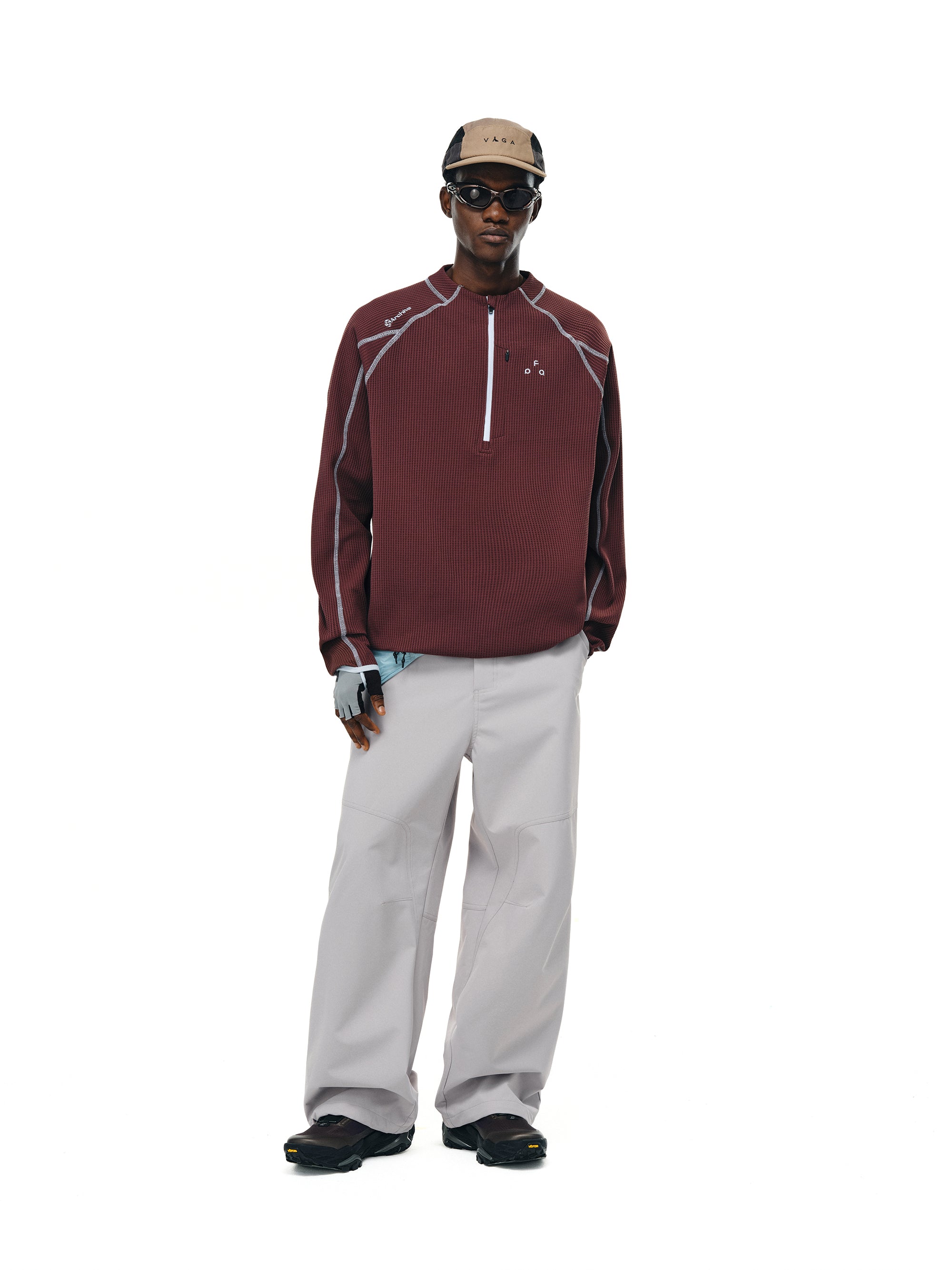 Contrast 1/2 Zip Long-T