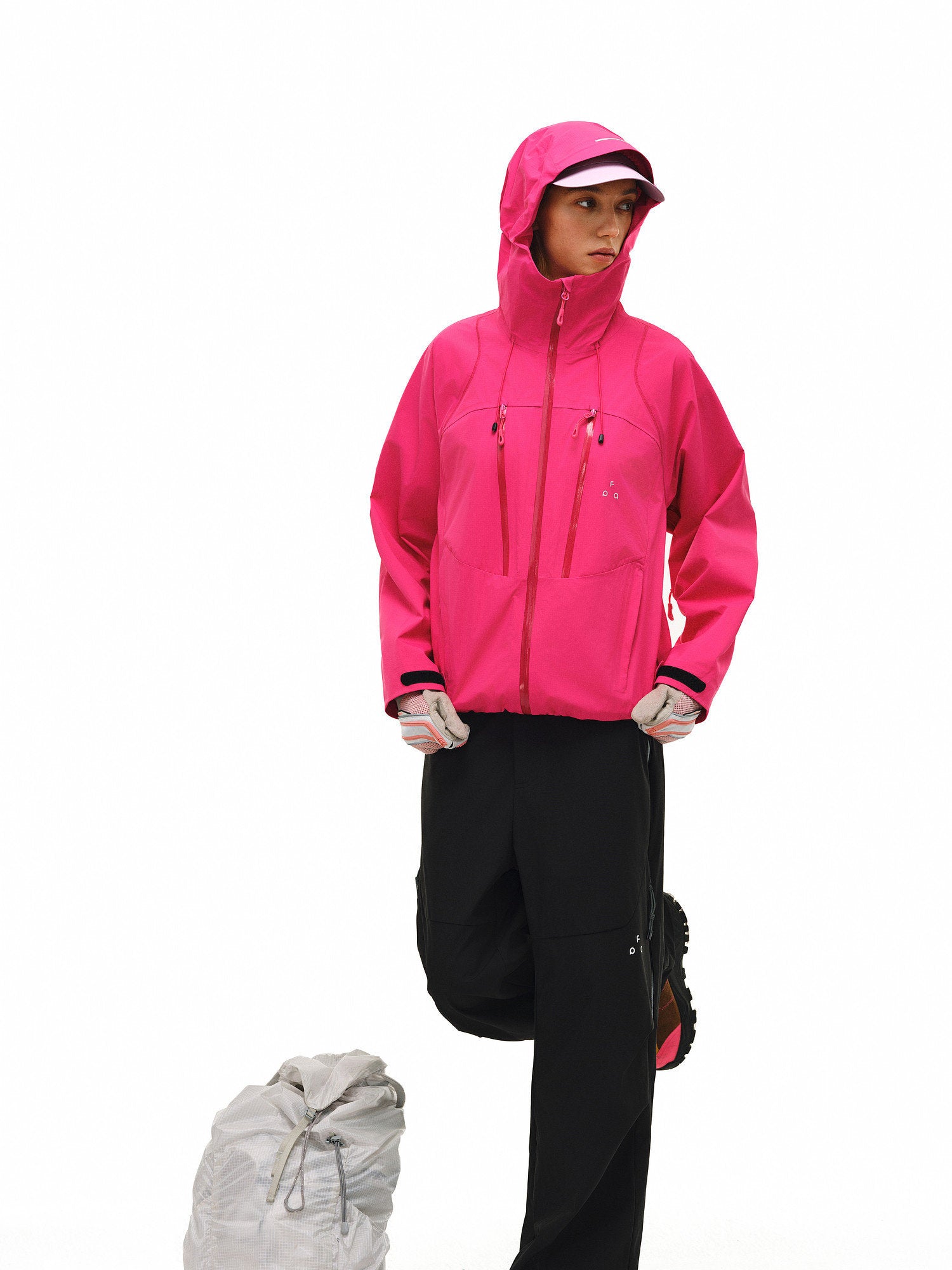 Full Pressure Glue Double Oblique Zipper Halsok Line Shell Jacket
