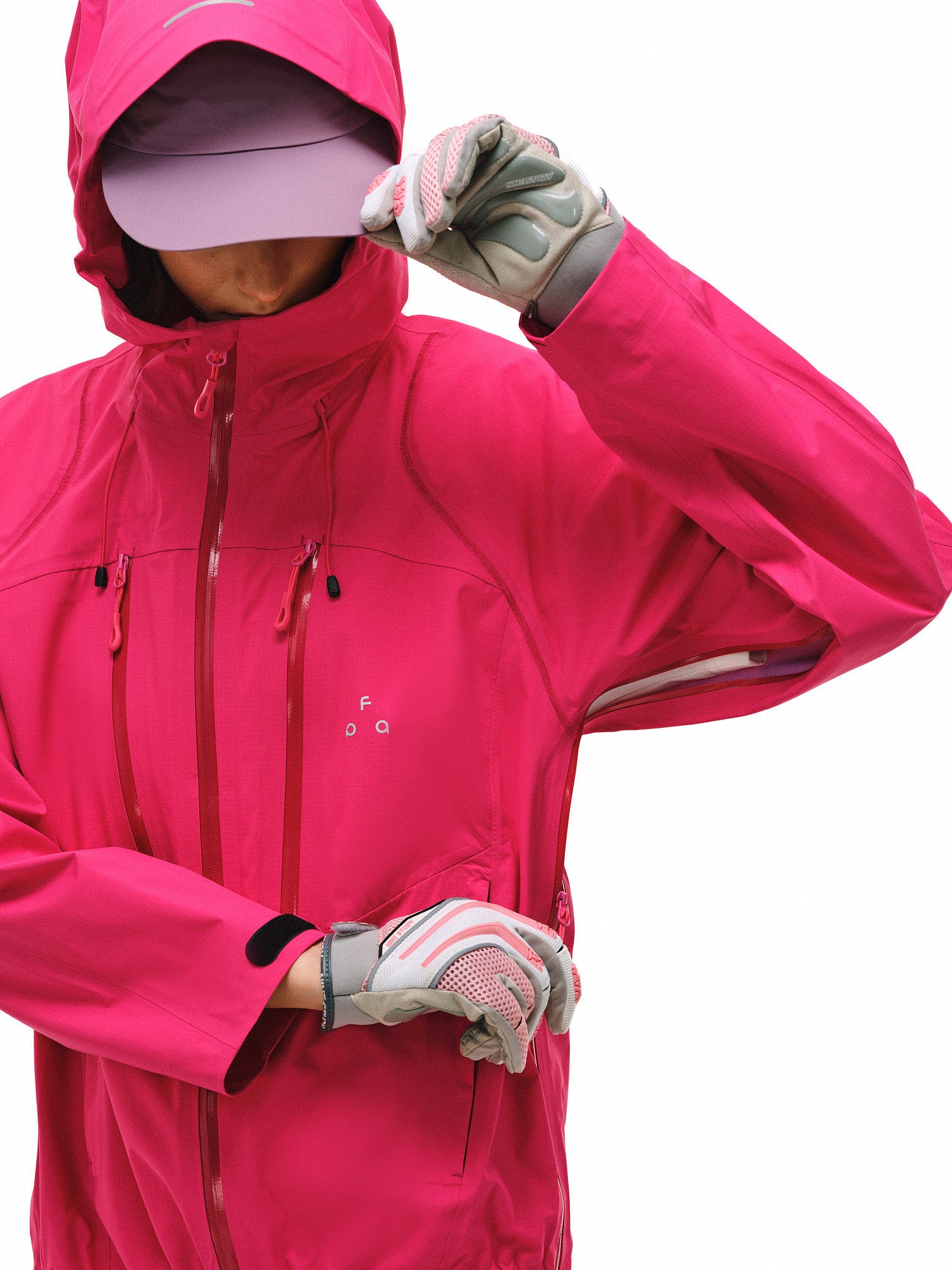 Full Pressure Glue Double Oblique Zipper Halsok Line Shell Jacket