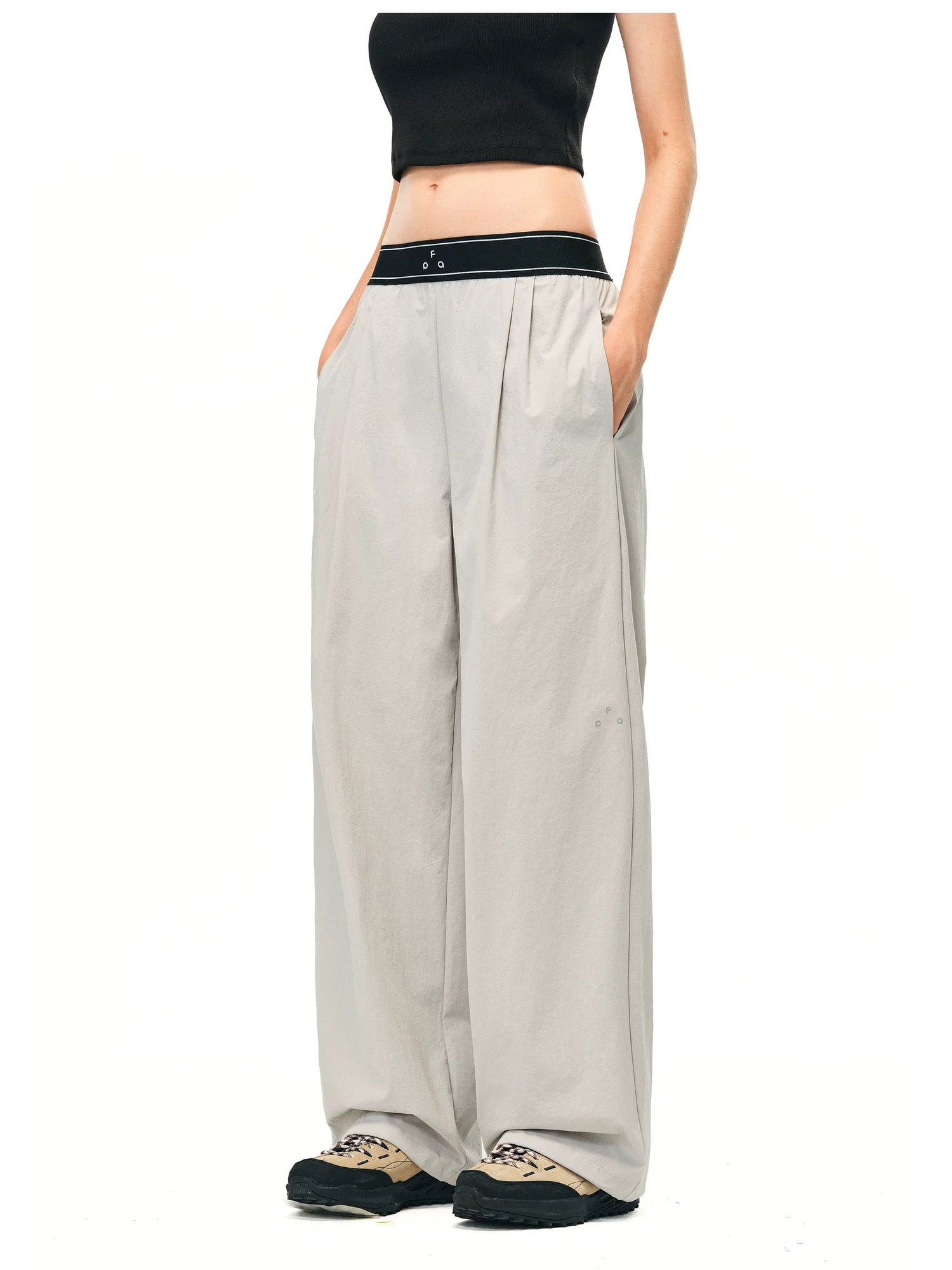 FPA High-Waist Quick-Dry Wide-Leg Pants - Grey 1