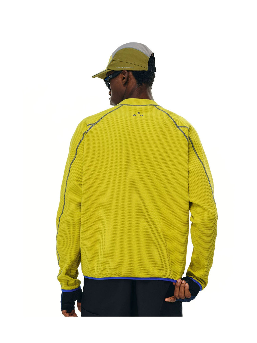 FPA UPF 50+ quick-dry half-zip long-sleeve top in Mustard, back three quarter