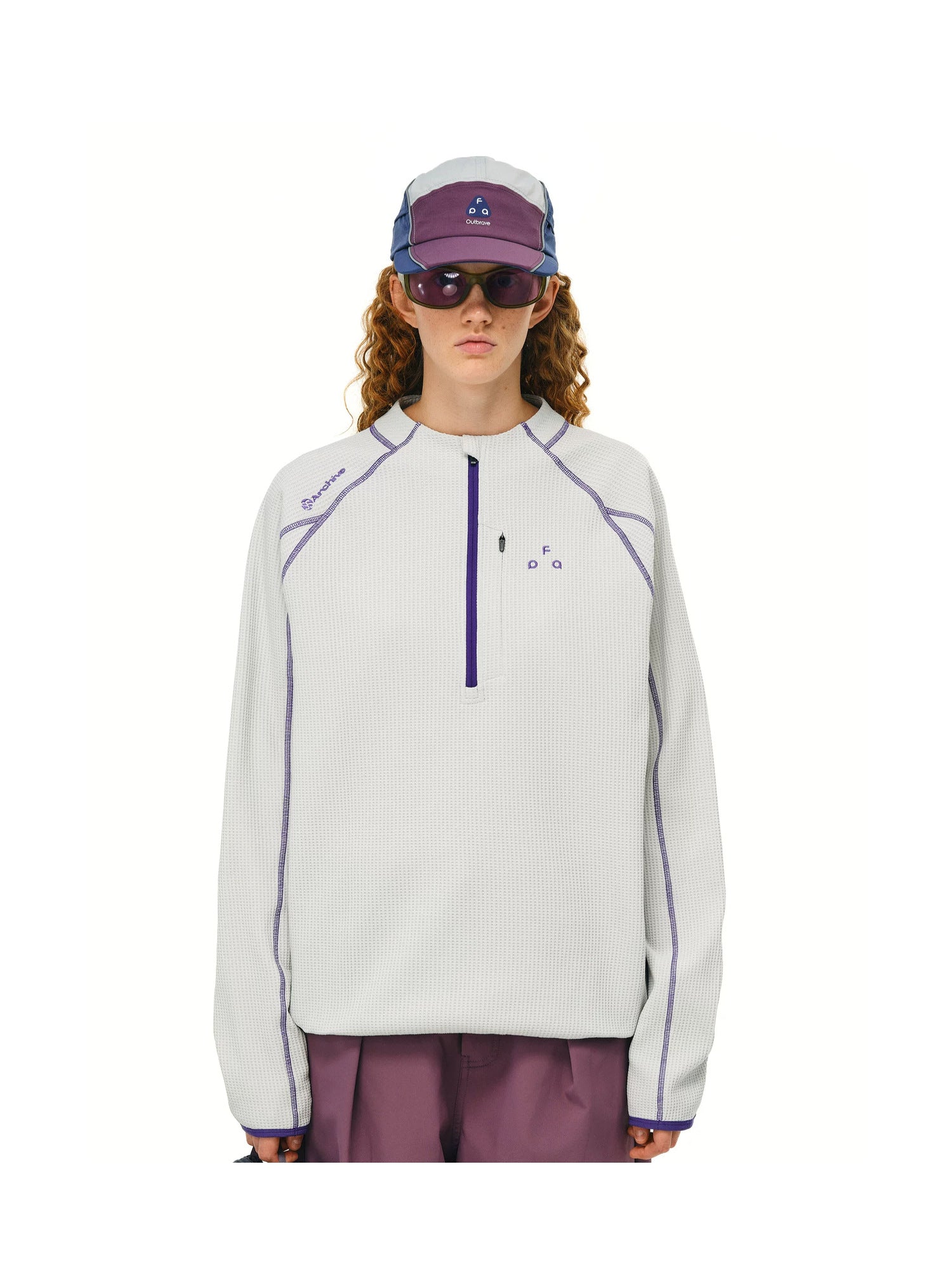 FPA UPF 50+ quick-dry half-zip long-sleeve top in Oatmeal, front hero