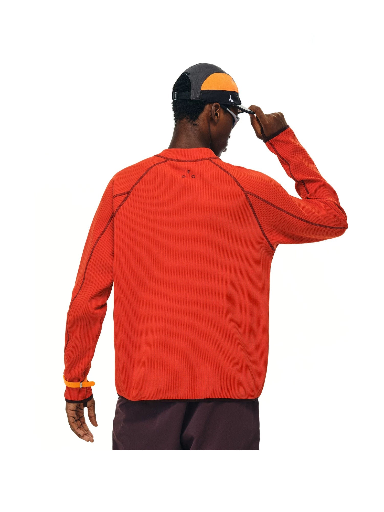 FPA UPF 50+ quick-dry half-zip long-sleeve top in Red, back three quarter