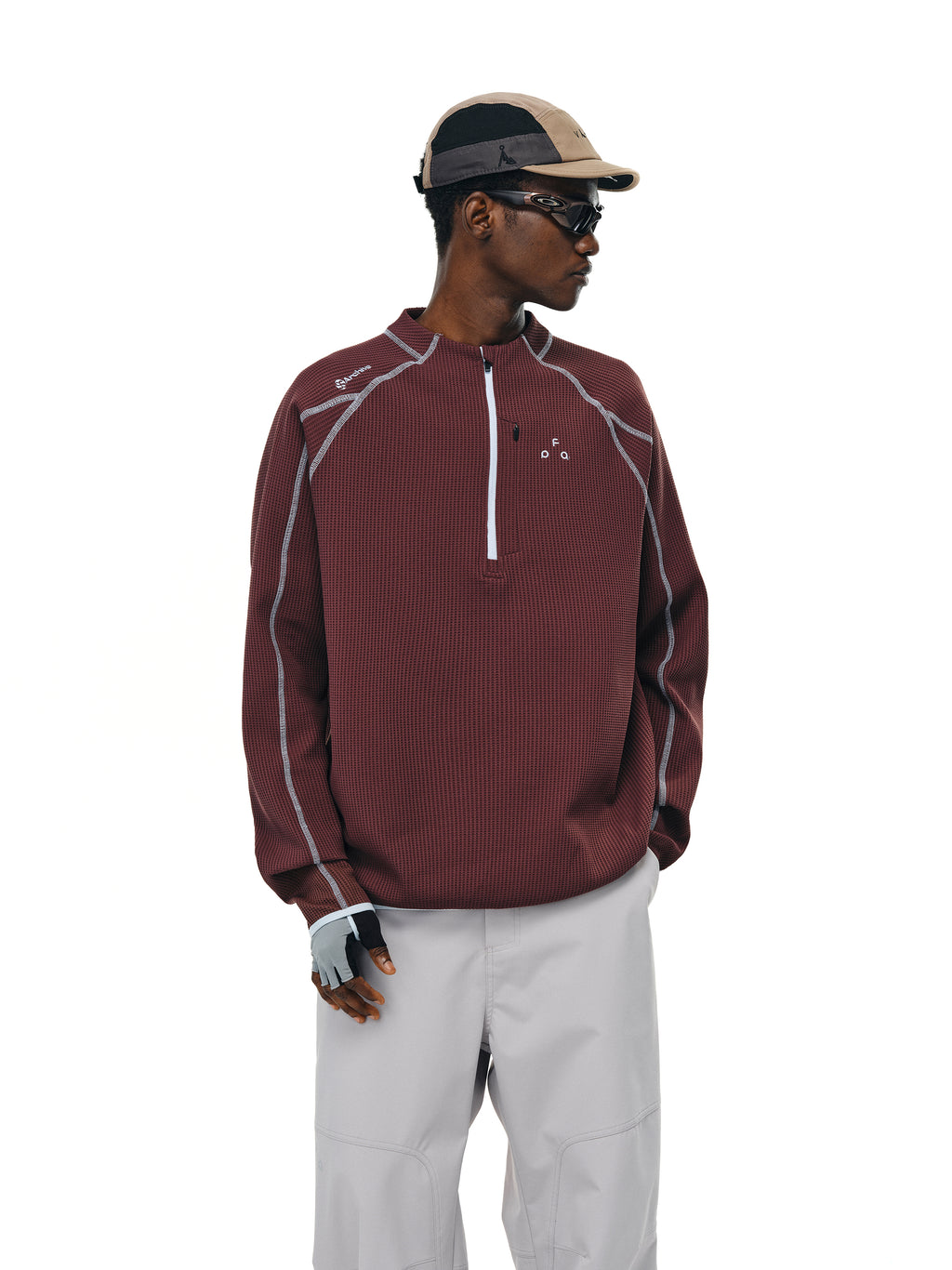 Contrast 1/2 Zip Long-T